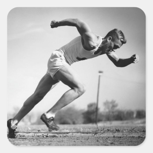 Männlicher Runner Quadratischer Aufkleber (Vorderseite)