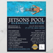 Männlicher Schwimmer, Schwimmbad Reinigung Werbung Flyer (Vorne)