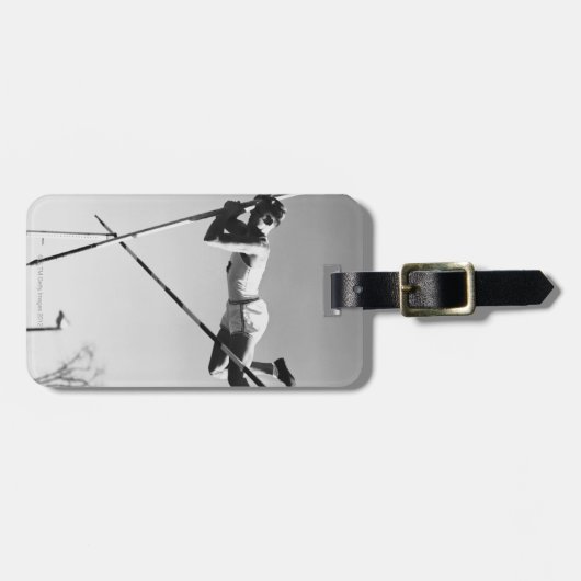 Männlicher Stabhochspringer Gepäckanhänger (Vorderseite horizontal)