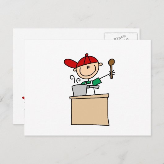 Männlicher Strichmännchen Cook Postkarte (Vorne/Hinten)