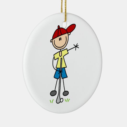 Männlicher Strichmännchen-Golfspieler Keramik Ornament (Rechts)