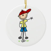 Männlicher Strichmännchen-Golfspieler Keramik Ornament (Vorne)