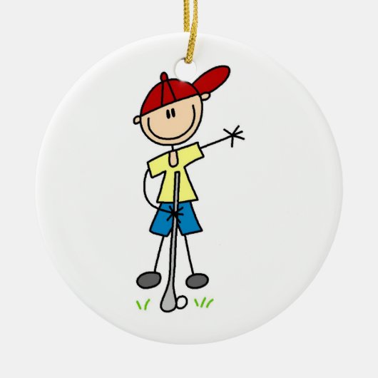 Männlicher Strichmännchen-Golfspieler Keramik Ornament (Vorne)