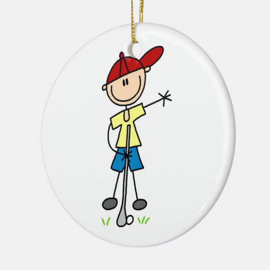 Männlicher Strichmännchen-Golfspieler Keramik Ornament (Links)