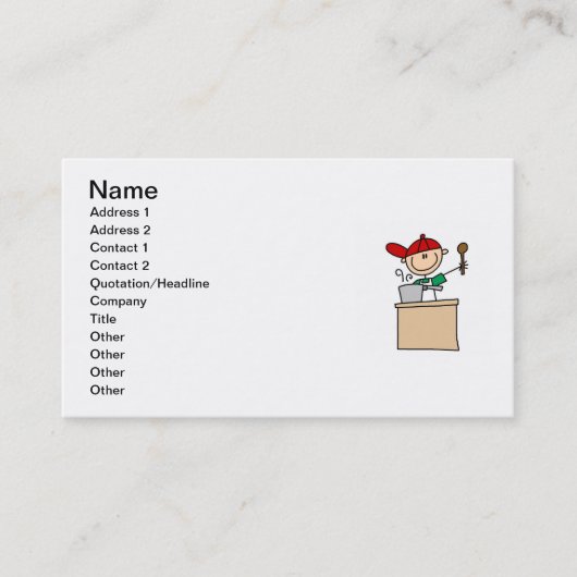 Männlicher Strichmännchen-Koch Visitenkarte (Vorderseite)