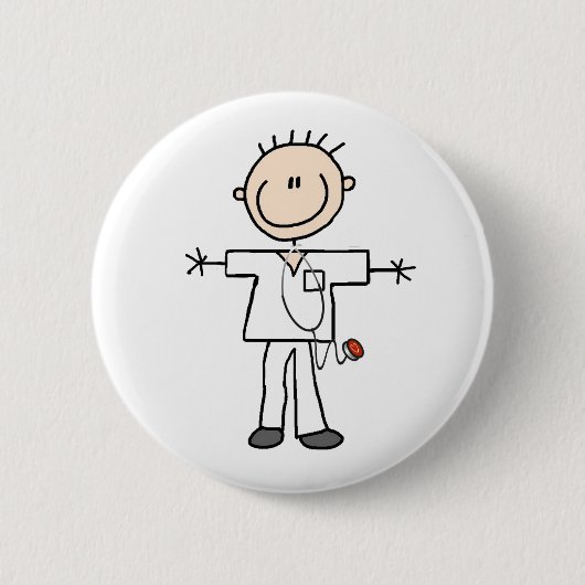Männlicher Strichmännchen-Krankenschwester-Knopf Button (Vorderseite)