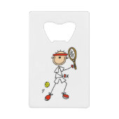 Männlicher Strichmännchen-Tennis-Spieler Geldkarten Flaschenöffner (Vorderseite)