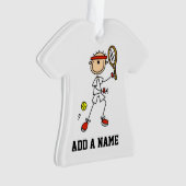 Männlicher Strichmännchen-Tennis-Spieler Ornament (Vorderseite)