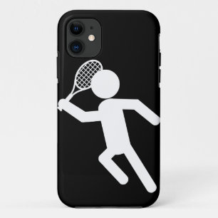 Männlicher Tennisspieler - Tennissymbol (auf schwa iPhone 11 Hülle