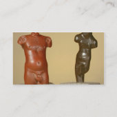 Männlicher Torso des roten Sandsteins und grauer Visitenkarte (Rückseite)