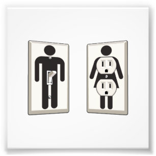 Männlicher und weiblicher eingeschaltet Schalter Fotodruck