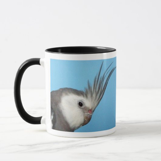 Männlicher Whiteface Cockatiel Tasse (Links)
