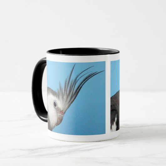 Männlicher Whiteface Cockatiel Tasse (Vorderseite Links)