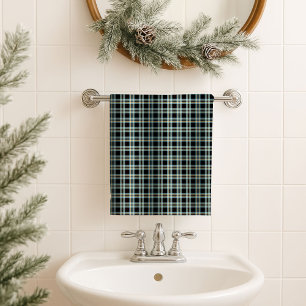 Männliches Badetuch – Blau Gelber Tartan-Look Badhandtuch Set