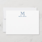 Männliches blaues Initial-Monogramm und Name Flach Mitteilungskarte (Vorderseite)