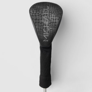 Männliches falsches schwarzes Leder personalisiert Golf Headcover
