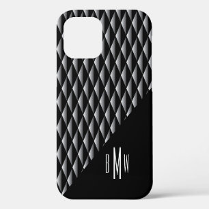 Männliches geometrisches Muster mit Monogramm in S iPhone 12 Hülle