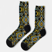 Männliches Gold Blau Schwarz Muster Socken (Linkes Detail)