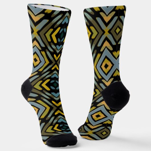 Männliches Gold Blau Schwarz Muster Socken (Gewinkelt)