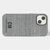 Männliches Grau Initialen Monogramm Einfach Minima iPhone Hülle (Rückseite (Horizontal))