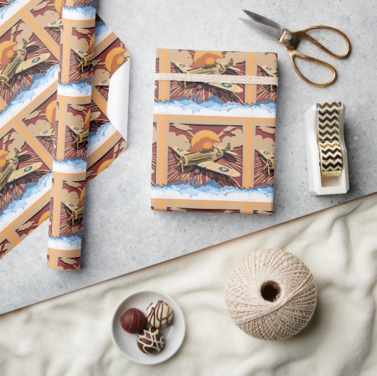 Männliches Kampfflugzeug Geschenkpapier (Kunsthandwerk)