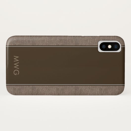 Männliches Minimalistisches Brown-ledernes mit Case-Mate iPhone Hülle (Rückseite (Horizontal))