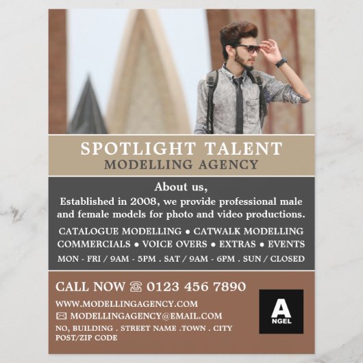Männliches Model, Modelagentur, Modelagent Flyer (Vorne)