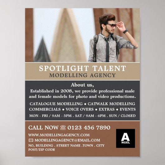 Männliches Modell, Modellierungsagentur, Muster-Ag Poster (Vorne)