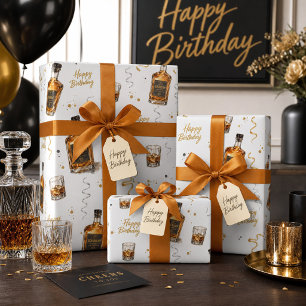 Männliches modernes Bourbon-Muster Geburtstag Geschenkpapier