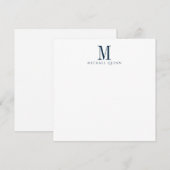 Männliches Navyblau-Monogramm Mitteilungskarte (Vorne/Hinten)