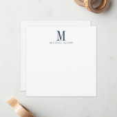 Männliches Navyblau-Monogramm Mitteilungskarte (Vorderseite/Rückseite Beispiel)