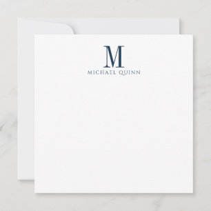 Männliches Navyblau-Monogramm Mitteilungskarte
