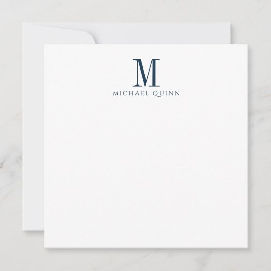 Männliches Navyblau-Monogramm Mitteilungskarte (Vorderseite)