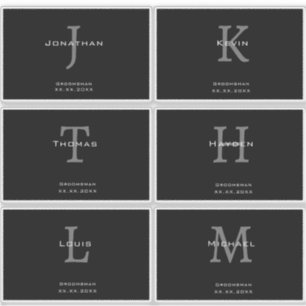 Männliches Schwarz-Weiß-Monogramm mit Initialen +  Aufkleber