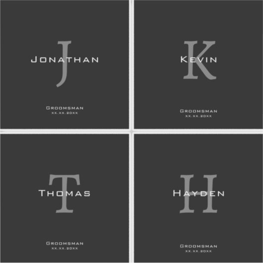 Männliches Schwarz-Weiß-Monogramm mit Initialen +  Aufkleber (Vorderseite)