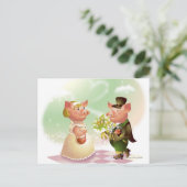 Männliches Schwein gibt einem Weibchen einen Stamm Postkarte (Stehend Vorderseite)