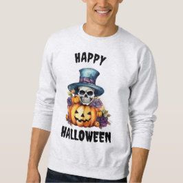 Männliches Skelett und Kürbiskreifer Halloween-Swe Sweatshirt