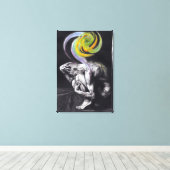 Männliches Soul farbenfrohe Schwarze Surreale zeic Leinwanddruck (Insitu (Holzboden))