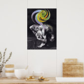Männliches Soul farbenfrohe Schwarze Surreale zeic Poster (Küche)