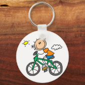 Männliches Strichmännchen Fahrradfahren - Hemden u Schlüsselanhänger (Vorderseite)
