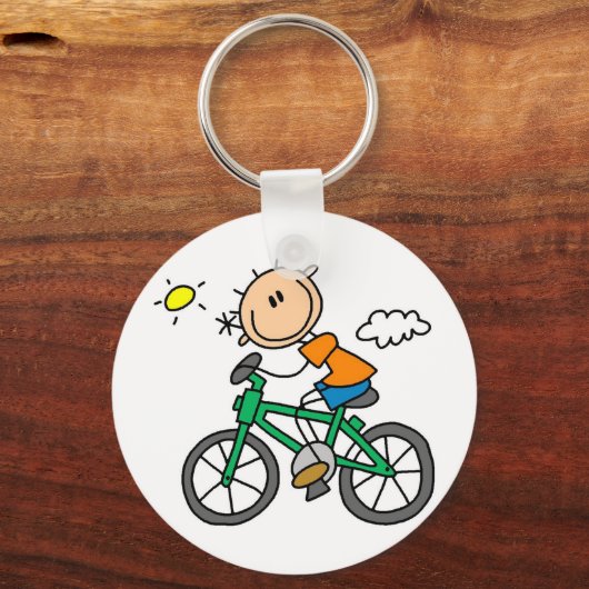 Männliches Strichmännchen Fahrradfahren - Hemden u Schlüsselanhänger (Vorderseite)