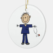 Männliches Strichmännchen Krankenschwester Mittelh Keramik Ornament (Links)