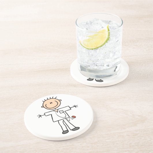 Männliches Strichmännchen Krankenschwester T - Shi Sandstein Untersetzer (Seite)