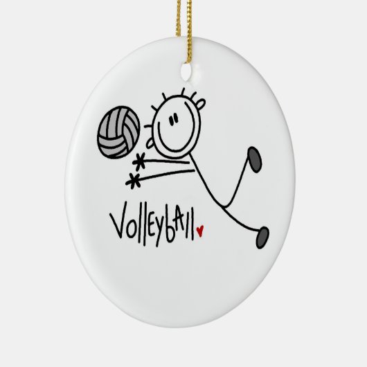 Männliches Strichmännchen Volleyball Keramikornament (Rechts)