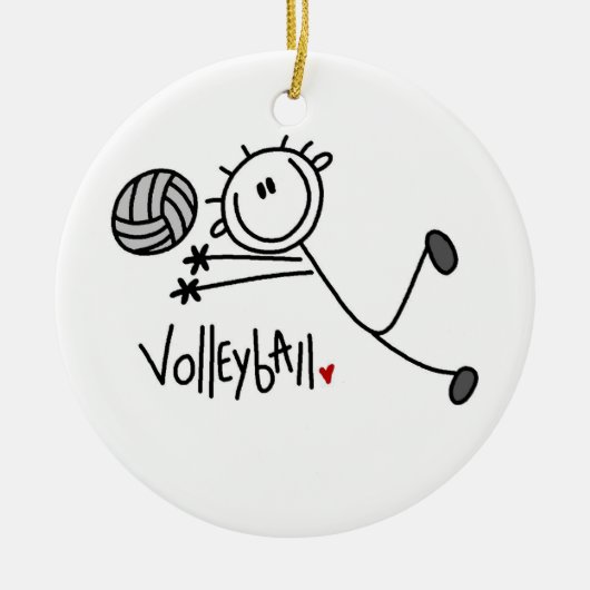Männliches Strichmännchen Volleyball Keramikornament (Vorne)