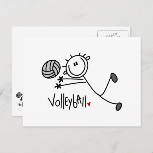Männliches Strichmännchen Volleyball Postkarte (Vorne/Hinten)
