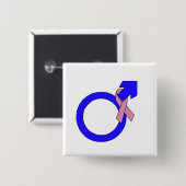 Männliches Symbol des Brustkrebs-Stützknopfes Button (Vorne & Hinten)