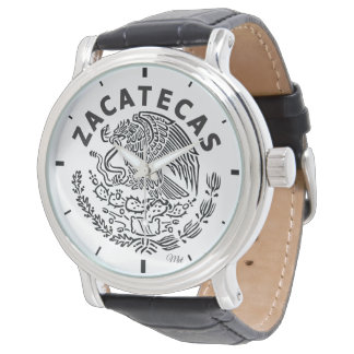Männliches Vintages schwarzes Leder Zacatecas Mexi Armbanduhr