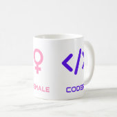 Männliches Weibliches Coder-Symbol Lustiges Progra Kaffeetasse (VorderseiteRechts)