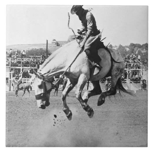 Mannreitsträubendes Pferd im Rodeo Fliese (Vorderseite)